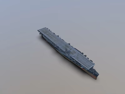 Large Military Aircraft Carrier With Flat Flight Deck And Naval Equipment 3d model