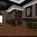 Elegant Restaurant Interior With Chandeliers Green Plants Round Tables And Green Chairs