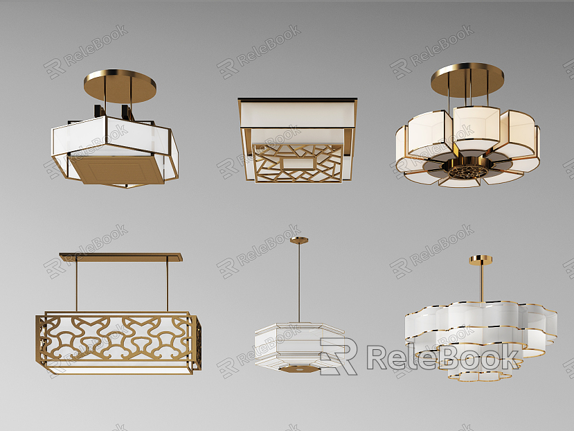 New Chinese lamp combination metal chandelier ceiling lamp combination model