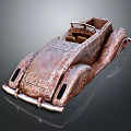 Vintage Rusted Convertible Car With Classic Retro Body Design