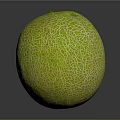 Fresh Ripe Cantaloupe With Vibrant Green Netted Skin On Dark Surface