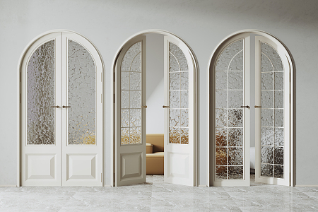 French double door glass double door 3d model