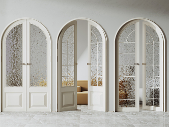 French double door glass double door 3d model