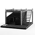 Wooden Dog House With Ladder Fence Paw Prints And Bowls