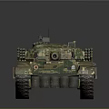 Detailed Military Tank Vehicle with Camouflage Pattern Gun Barrel and Tracks