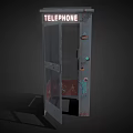 Public Telephone Booth Exterior With Open Door And Vintage Graffiti Art