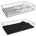 Modern Glass Coffee Table With Black And Silver Mountain Shaped Decorations 3d model