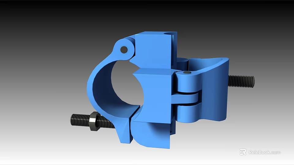 Blue Heavy Duty Pipe Clamp Hardware Tools With Steel Bolts For Secure Grip 3d model 