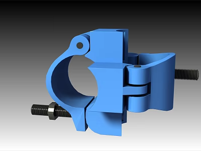 Blue Heavy Duty Pipe Clamp Hardware Tools With Steel Bolts For Secure Grip 3d model