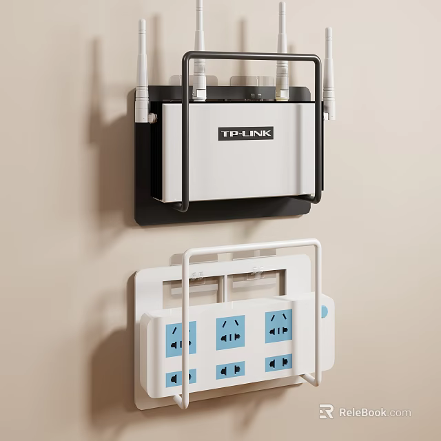 Wall Mounted Shelf Organizer for Router and Socket in Home Space 3d model 