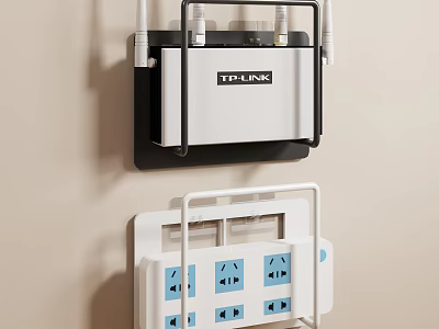 Wall Mounted Shelf Organizer for Router and Socket in Home Space 3d model