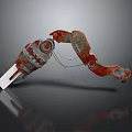 Smart Machine Red and Gray Mechanical Arm With USB Interface and Connected Cables Design 3d model
