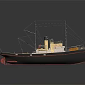 Vintage Detailed Scale Model Ship With Black Red Hull Yellow Superstructure Masts And Chimney
