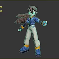 Blue Household Item Held By 3D Character With Red Brown Hair And Green Eyes