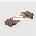 Vintage Hardcover Books with Brown Textured Covers Stacked in Piles