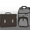 Stylish Brown Briefcase and Gray Backpack with Functional Design for Daily Use 3d model