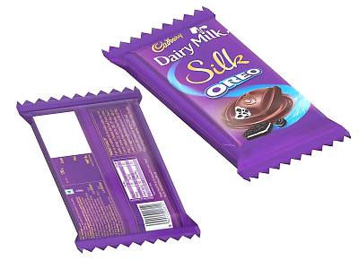 Cadbury Dairy Milk Oreo Chocolate With Cream Filled Cookies In Purple Packaging 3d model