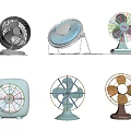 Collection Of Air Conditioning Fans Featuring Various Colors And Different Styles