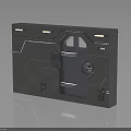 Industrial Metal Equipment Panel With Door Handles Holes And Reflective Surface
