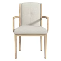 Modern Light Wood Dining Chair With Upholstered Seat Backrest Armrests And Stitching Details