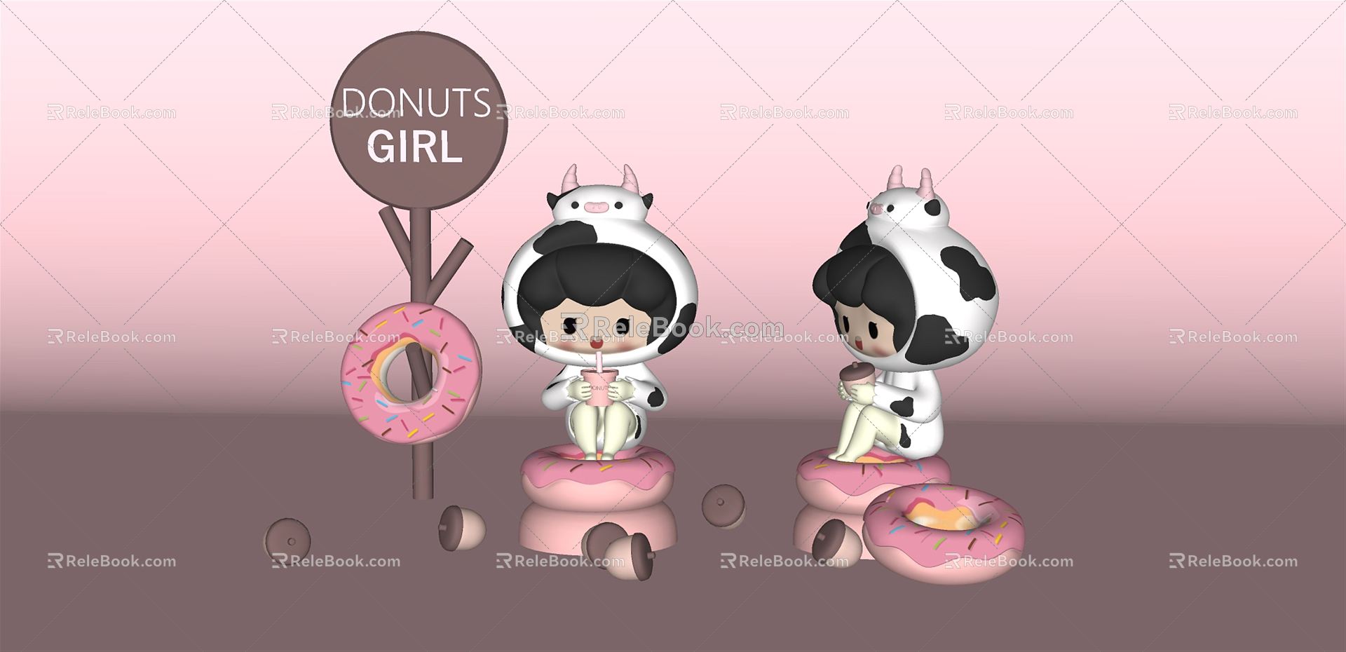 Modern Toy Donut Girl 3d model