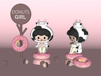 Modern Toy Donut Girl 3d model