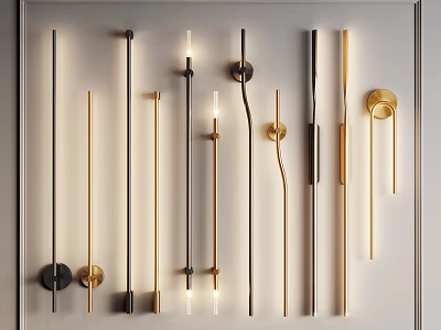 Modern Wall Lamps With Various Sleek Designs And Gold Black White Finishes 3d model