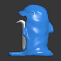 Blue Dolphin Shaped Plastic Holder Device With White Insert For Desktop Use 3d model