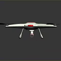 White Quad Drone With Black Propellers And Red Landing Gear Modern Design