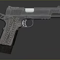Silver Semi Automatic Pistol With Metallic Body And Textured Grip Design 3d model