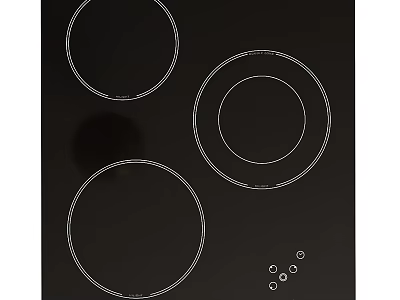 Efficient Modern Induction Cooktop Featuring Black Surface Three Circular Heating Zones And Control Buttons 3d model