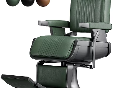 Green Leather Salon Chair With Ergonomic Design Adjustable Armrests And Footrest 3d model