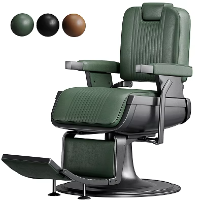 Green Leather Salon Chair With Ergonomic Design Adjustable Armrests And Footrest 3d model