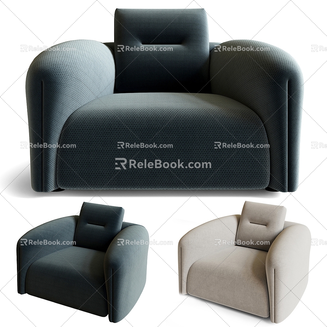 Basilico single sofa sofa leisure chair 3d model