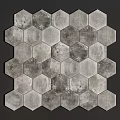 Gray Hexagonal Stone Tiles Floor With Honeycomb Pattern And Textured Design 3d model