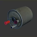 Automotive Fuel Filter With Metal Casing Red Knob And Inlet Outlet