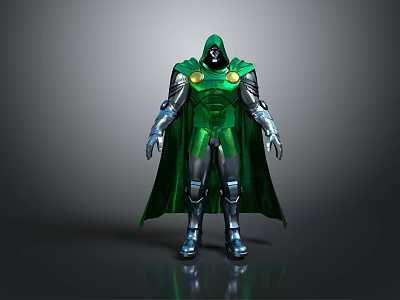 Game Movie Character Wearing Green Cape And Metallic Armor Detailed 3D Design 3d model