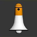 White And Orange Megaphone With Black Edge Handle On Dark Reflective Surface 3d model