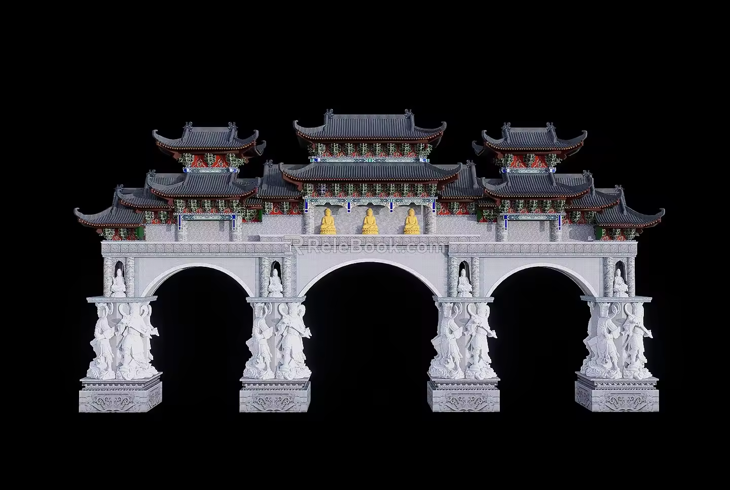 Religious archway ancient architecture majestic large diamond stone 3d model