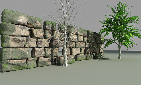 Modern tree stone wall 3d model