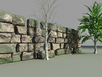 Modern tree stone wall 3d model