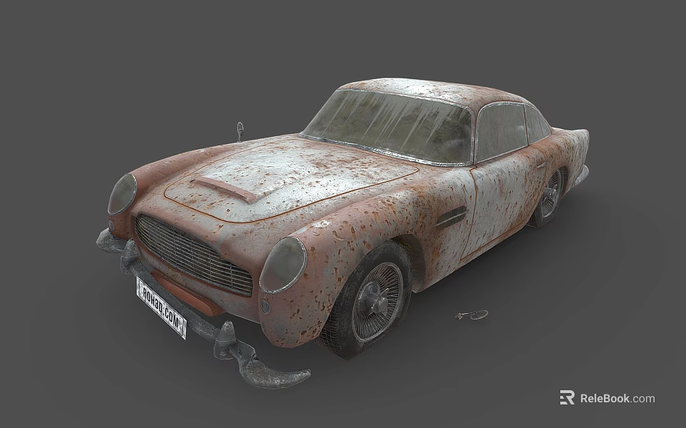 Rusty Old Vintage Classic Sports Car With Weathered Exterior Body Appearance 3d model 