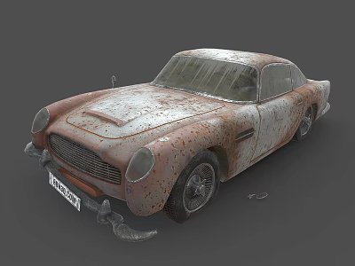 Rusty Old Vintage Classic Sports Car With Weathered Exterior Body Appearance 3d model
