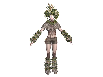 Ancient Man Female Savage Game Character 3d model