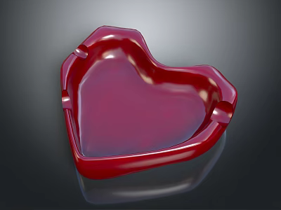 Decorative Ornament Set Featuring Red Heart shaped Ashtray Modern Home Decor Piece 3d model