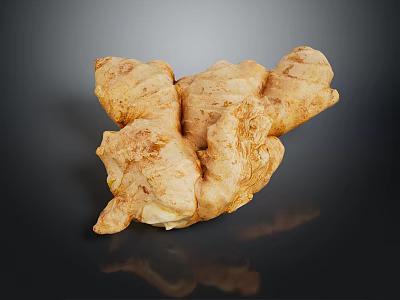 Whole Fresh Ginger Root With Natural Textured Skin And Raw Organic Form 3d model