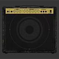 Black Electric Guitar Amplifier With Yellow Control Panel And Knobs Handle