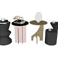 Stylish Modern Side Tables Showcasing Unique Shapes And Diverse Finishes 3d model