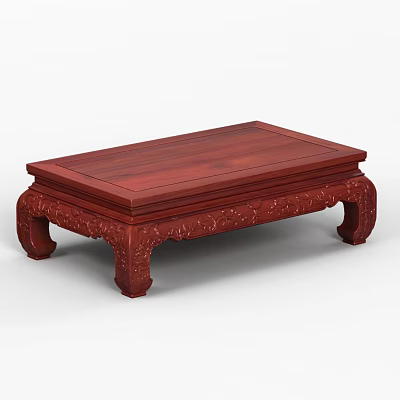 Traditional Chinese Classic Red Wooden Tea Table With Intricate Carved Legs And Elegant Design 3d model