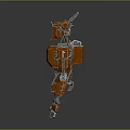 Detailed 3D Model Design of Red Metallic Robot Character With Mechanical Structure And Antennas